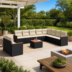 Specifications of 11-Piece Garden Sofa Set - Black Rattan