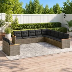 Garden Sofa Set 11 Piece Outdoor Furniture Patio Sectional Grey Modular Rattan