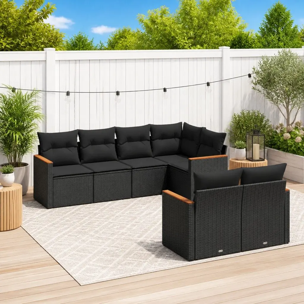 7-Piece Modular Garden Sofa Set in Black