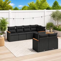 7-Piece Modular Garden Sofa Set in Black