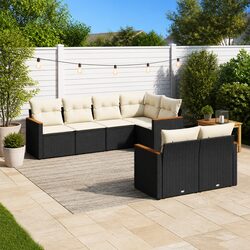 7-Piece Modular Sofa Set with Black Poly Rattan Design