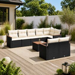 9 Piece Garden Sofa Set Specifications: Black Outdoor Furniture