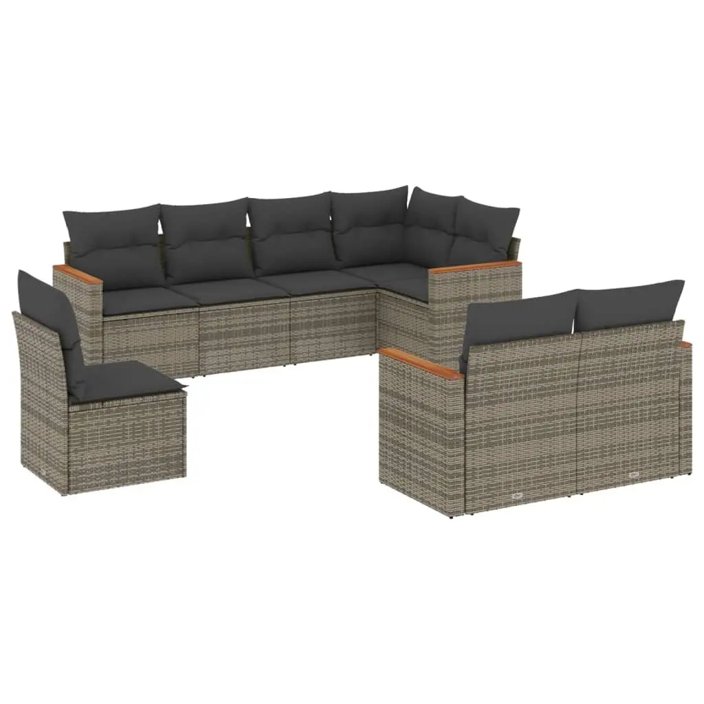 Garden Sofa Set 8 Piece Outdoor Furniture Grey Poly Rattan Modular Patio
