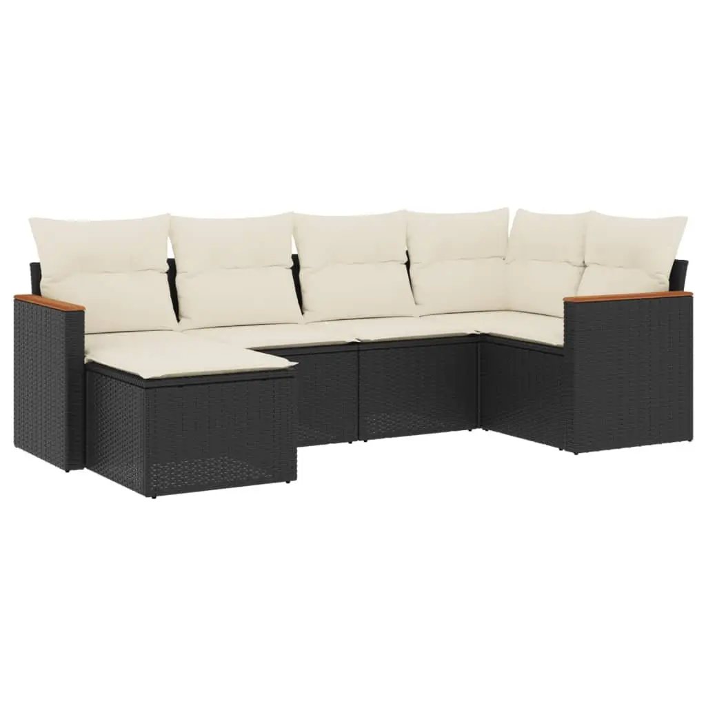 Garden Sofa Set Outdoor Furniture 6 Piece Modular Black Poly Rattan