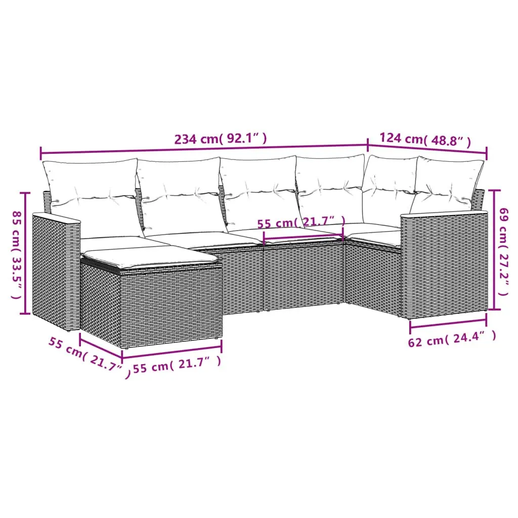 6-Piece Modular Garden Sofa Set