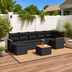 8 Piece Black Modular Garden Sofa Set Specifications