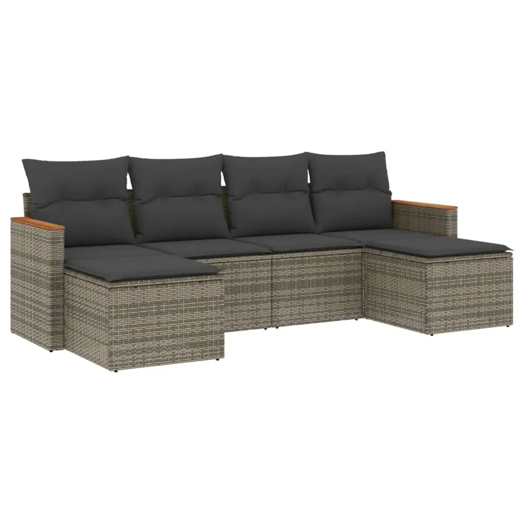 Grey 6 Piece Garden Sofa Set