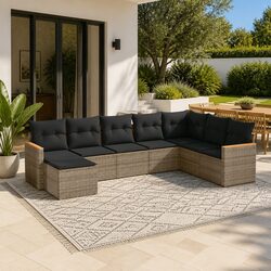 Specifications of 8-Piece Garden Sofa Set with Grey Cushions