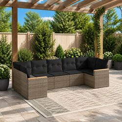 7-Piece Modular Grey Rattan Garden Sofa Set Details