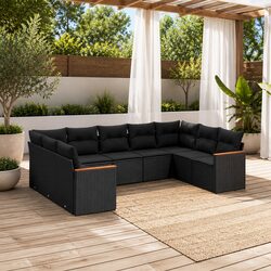 Specifications of 9-Piece Black Modular Garden Sofa Set