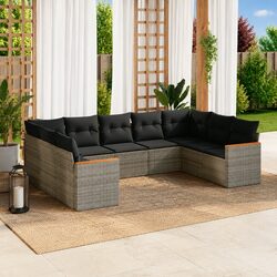 9 Piece Garden Sofa Set: Dimensions and Materials Included