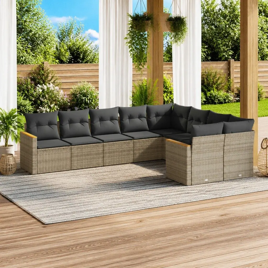 Garden Sofa Set Outdoor Furniture Patio Grey 9 Piece Modular Lounge