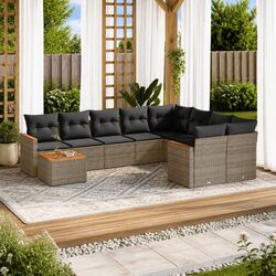 10 Piece Garden Sofa Set Outdoor Patio Furniture Lounge Chairs Table Cushions