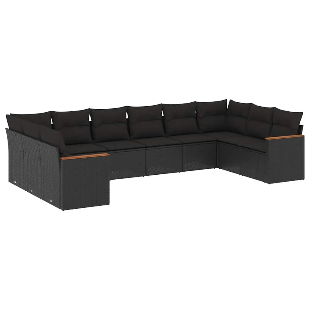 10 Piece Outdoor Garden Sofa Set for Backyard Patio Black Modular
