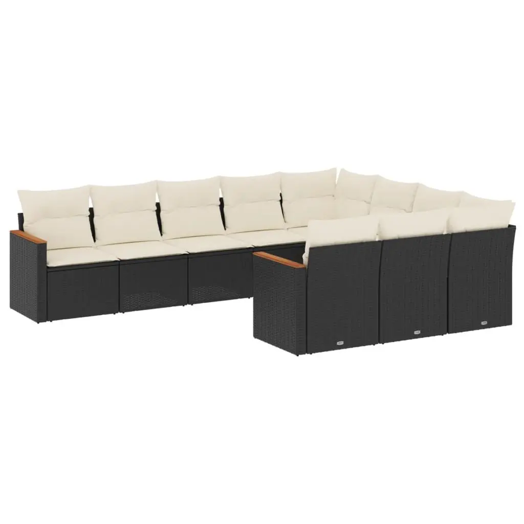 Garden Sofa Set Outdoor Patio Furniture Modular 10 Piece Black Poly Rattan