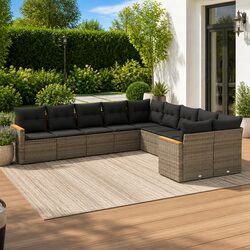 Garden Sofa Set Specifications: 10 Pieces in Grey