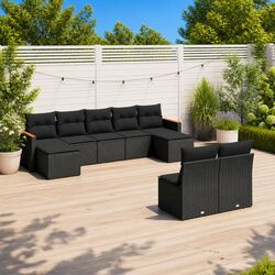 Garden Sofa Set 9 Piece Outdoor Furniture Patio Sectional Black Modular Seating