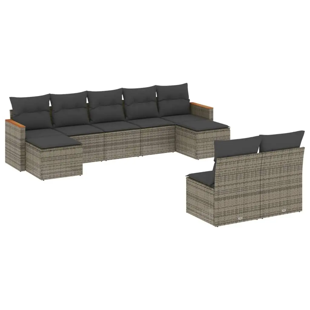 Garden Sofa Set 9 Piece Outdoor Patio Furniture Grey Rattan Modular with