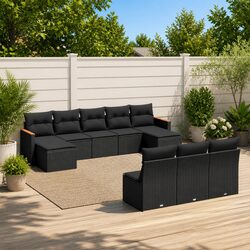 Specifications of 10-Piece Black Modular Outdoor Sofa Set
