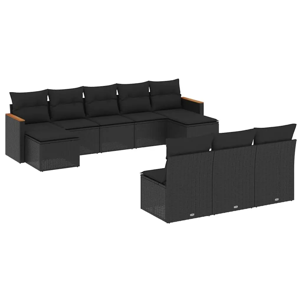 Garden Sofa Set Outdoor Furniture Modular Black 10 Piece