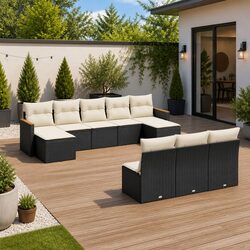 Specifications of the 10-Piece Modular Black Garden Sofa Set