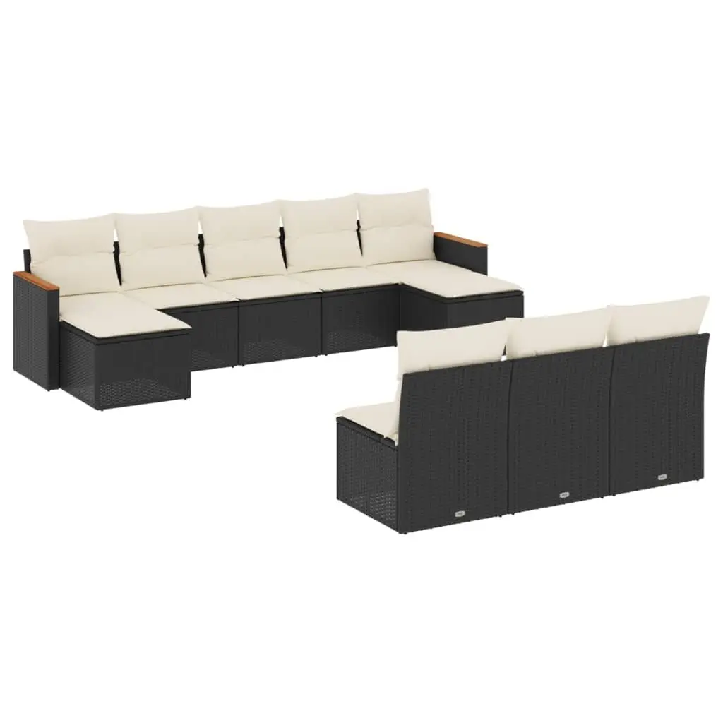 Garden Sofa Set Outdoor Patio Furniture 10 Piece Black Poly Rattan Modular