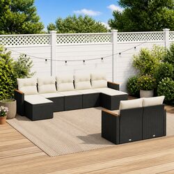 9 Piece Modular Garden Sofa Set in Black