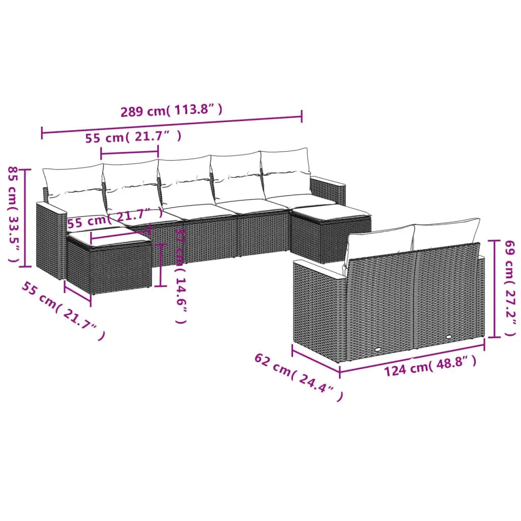 9 Piece Modular Garden Sofa Set