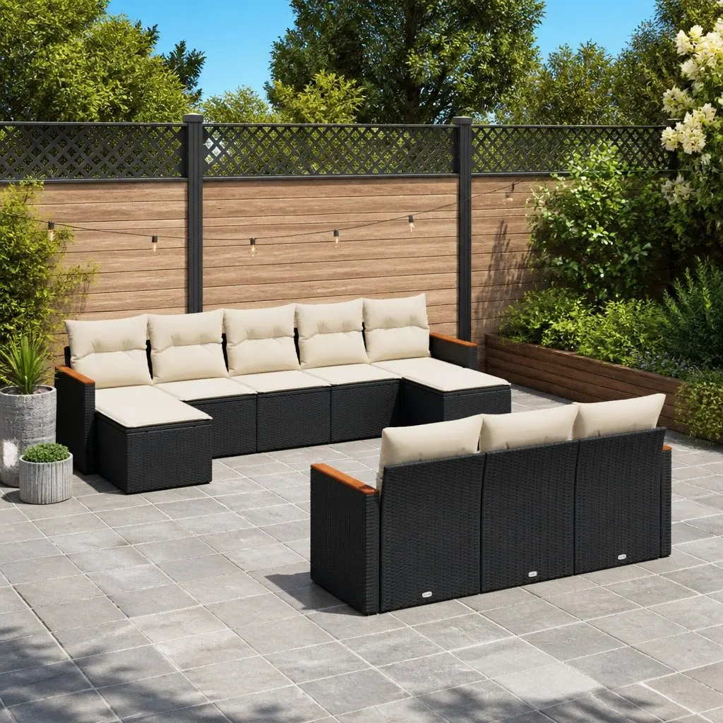 Garden Sofa Set Outdoor Furniture Patio Seating 10 Piece Black