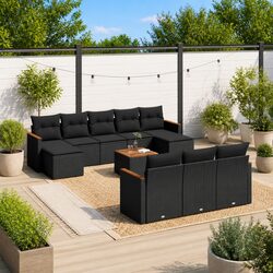 11-Piece Garden Sofa Set with Steel Frame and Acacia Top