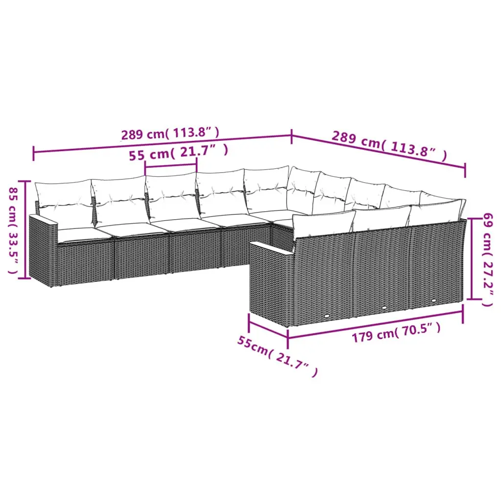 11-Piece Modular Garden Sofa Set