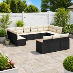 Garden Sofa Set 13 Piece Modular Design - Black Rattan