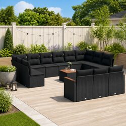 Specifications for 14 Piece Black Poly Rattan Garden Sofa Set