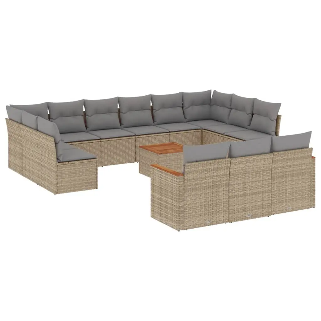 Garden Sofa Set 14 Piece Outdoor Furniture Patio Seating Beige Cushions Modular