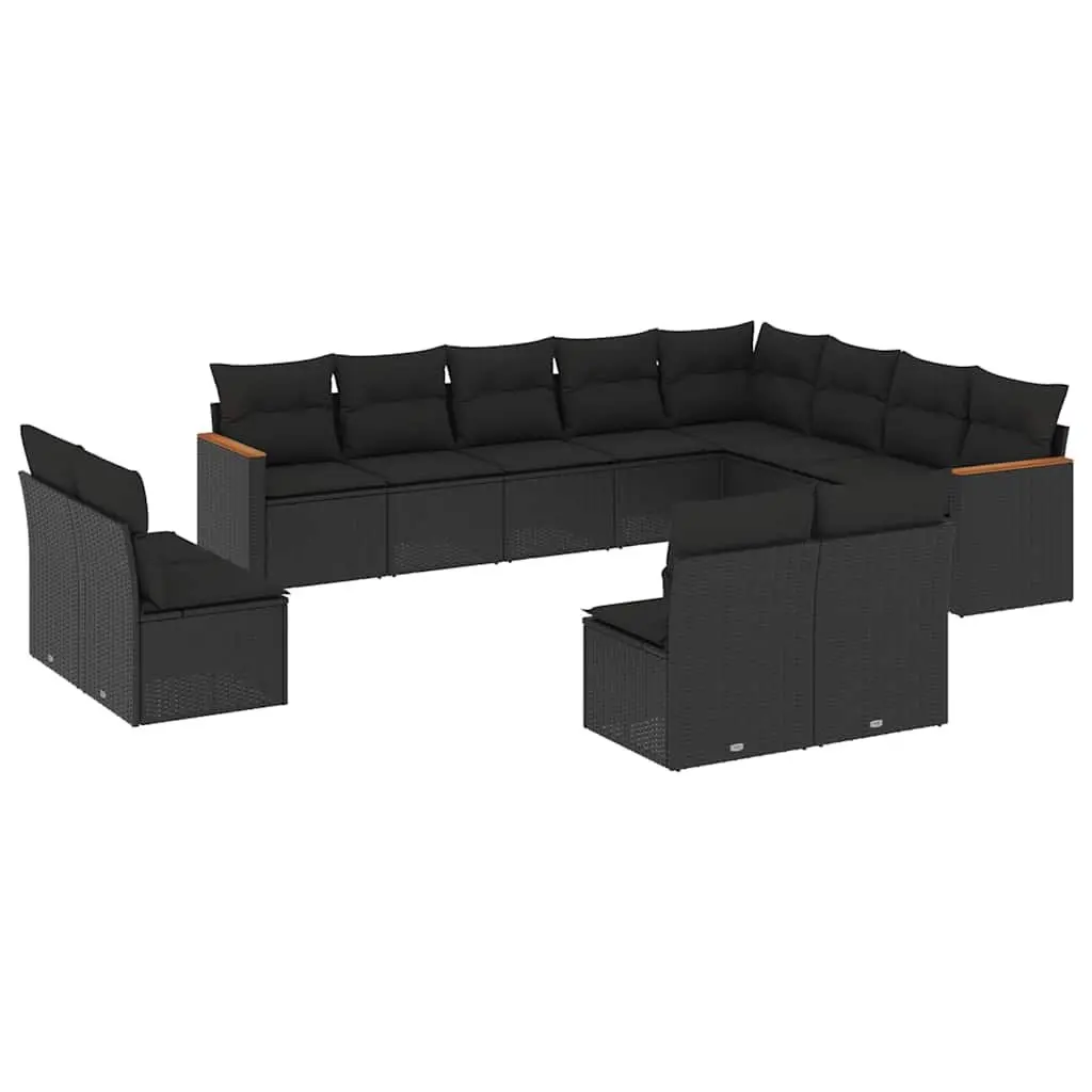 Garden Sofa Set Outdoor Furniture Patio Sectional 12 Piece Black Modular
