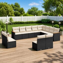 12-Piece Black Outdoor Sofa Set - Specs & Features