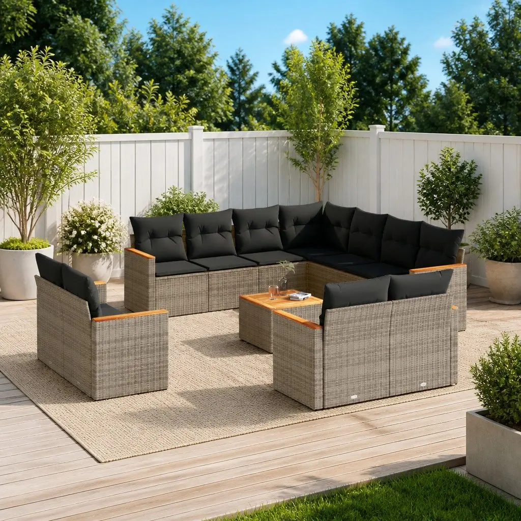 Garden Sofa Set Outdoor Furniture Patio Grey Modular 12 Piece