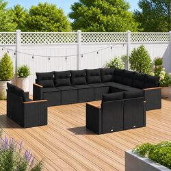 Garden Sofa Set: 12 Pieces of Black Modular Furniture