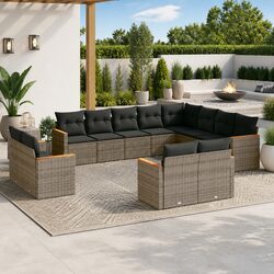 Garden Sofa Set: 12-Piece Grey Modular Outdoor Furniture