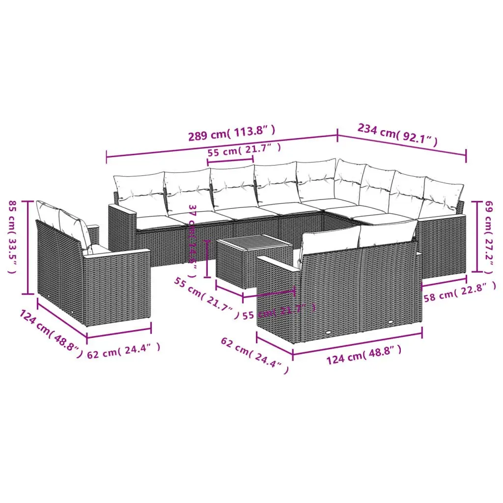 13-Piece Garden Sofa Set in Grey