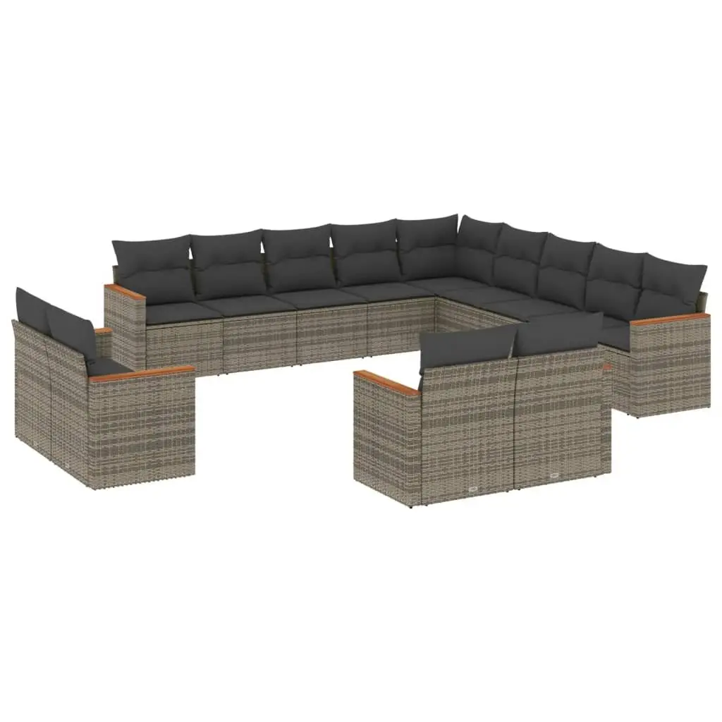 Garden Sofa Set 13 Piece Outdoor Furniture Grey Poly Rattan Patio Modular