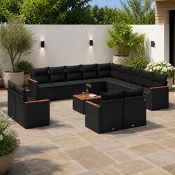 Specifications of 14-Piece Garden Sofa Set Black Rattan