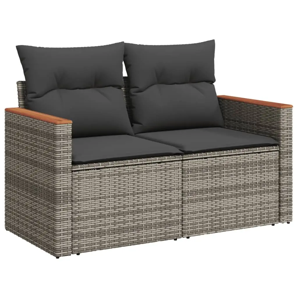 14 Piece Outdoor Furniture Set Grey Poly Rattan Modular Sofa for Patio Garden Relaxation