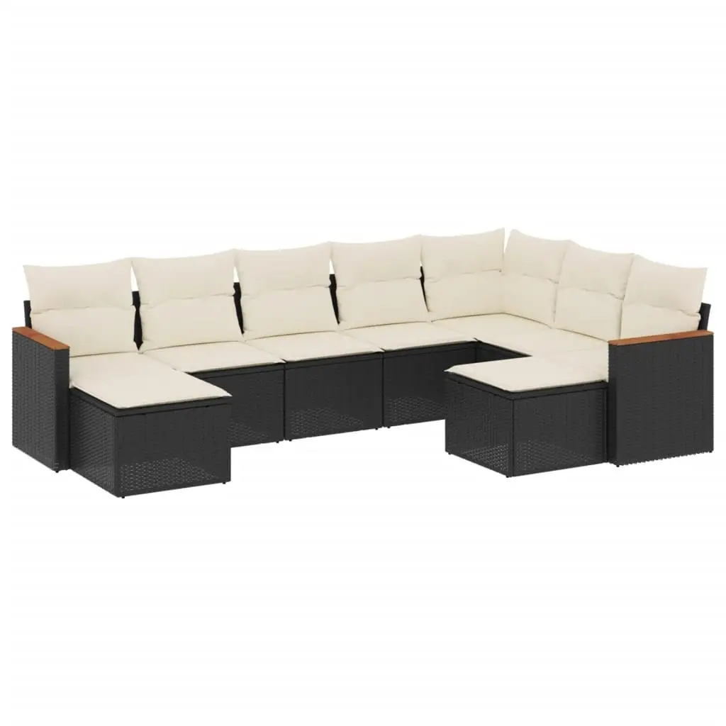 9 Piece Black Modular Garden Sofa Set