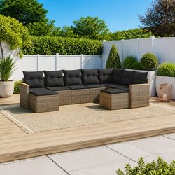 Garden Sofa Set 9 Piece Outdoor Furniture Patio Seating Grey with Cushions