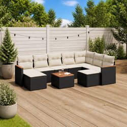 Specifications of 10-Piece Outdoor Sofa Set - Black Rattan