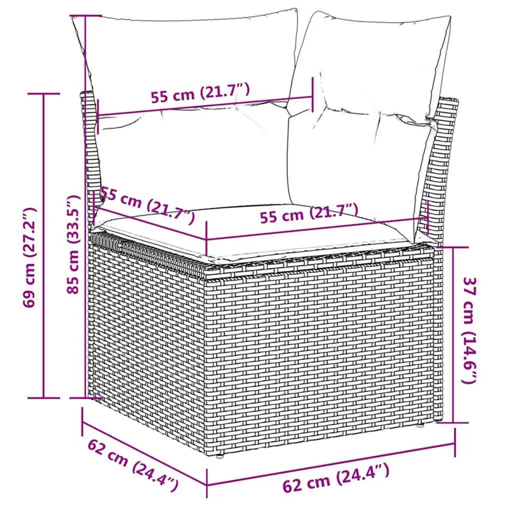 Garden Sofa Set Outdoor Patio Furniture 11 Piece Modular Rattan Black Cushions
