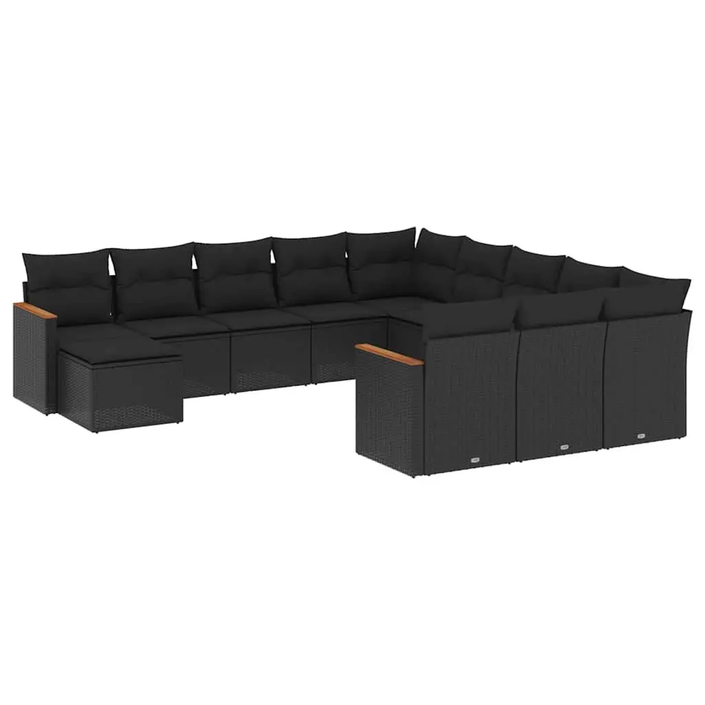 Garden Sofa Set Outdoor Furniture Patio Modular 12 Piece Black Poly Rattan
