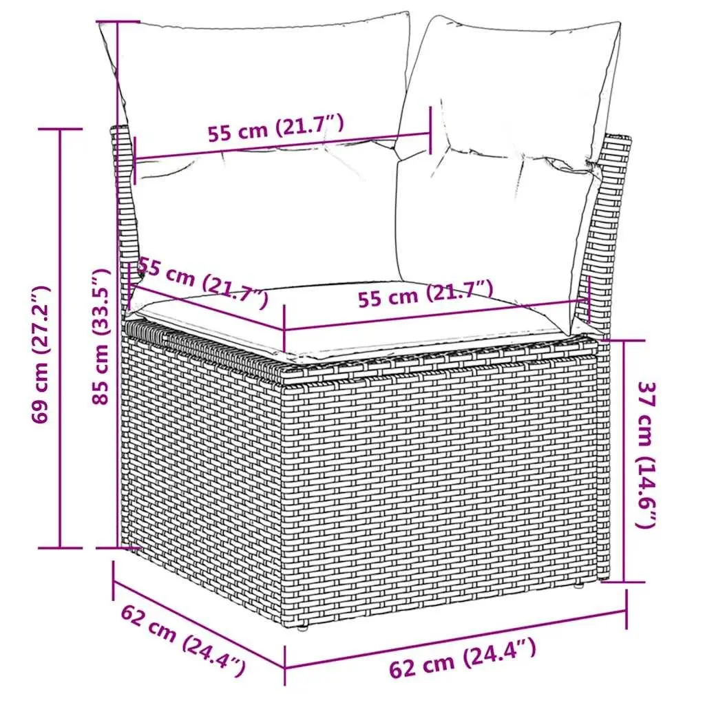 Garden Sofa Set Outdoor Furniture Black 12 Piece Patio Seating with Cushions