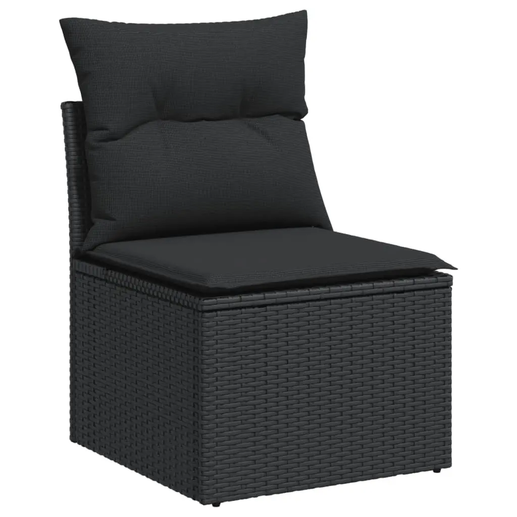 Garden Sofa Set Outdoor Furniture 3 Piece Black PE Rattan Patio Conversation